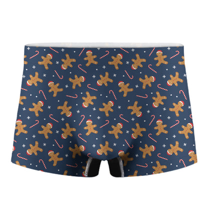 Xmas Gingerbread Man Pattern Print Men's Boxer Briefs