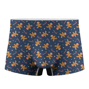 Xmas Gingerbread Man Pattern Print Men's Boxer Briefs