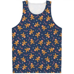 Xmas Gingerbread Man Pattern Print Men's Tank Top