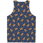 Xmas Gingerbread Man Pattern Print Men's Tank Top