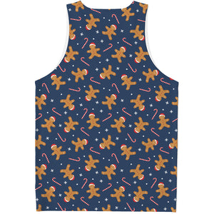 Xmas Gingerbread Man Pattern Print Men's Tank Top