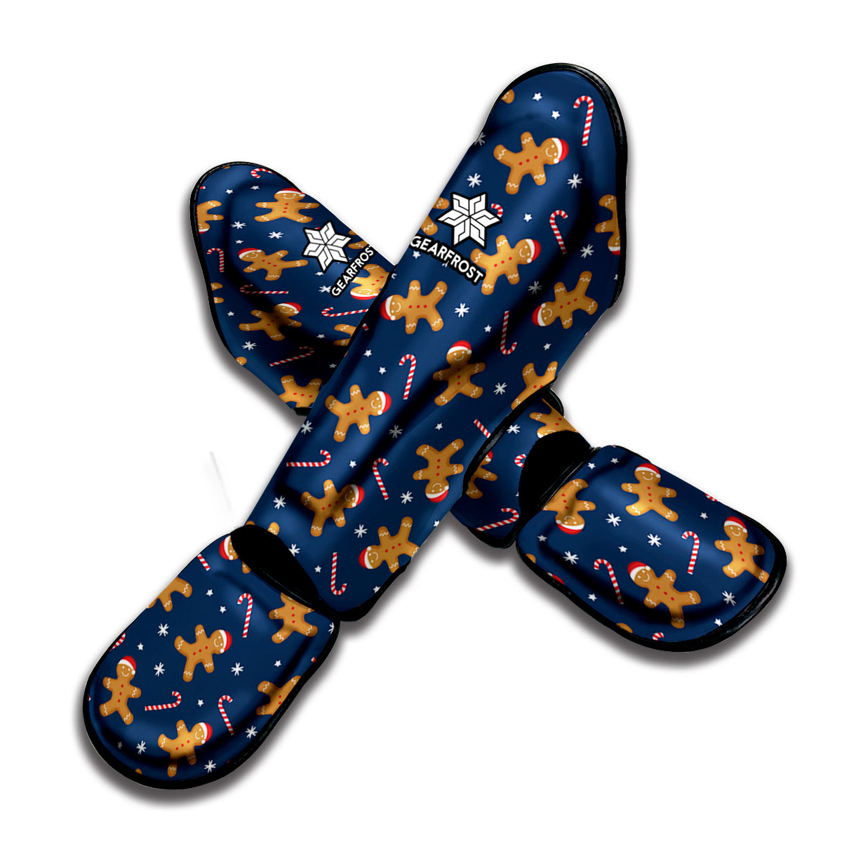 Xmas Gingerbread Man Pattern Print Muay Thai Shin Guard
