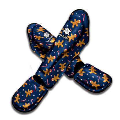 Xmas Gingerbread Man Pattern Print Muay Thai Shin Guard