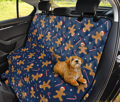 Xmas Gingerbread Man Pattern Print Pet Car Back Seat Cover