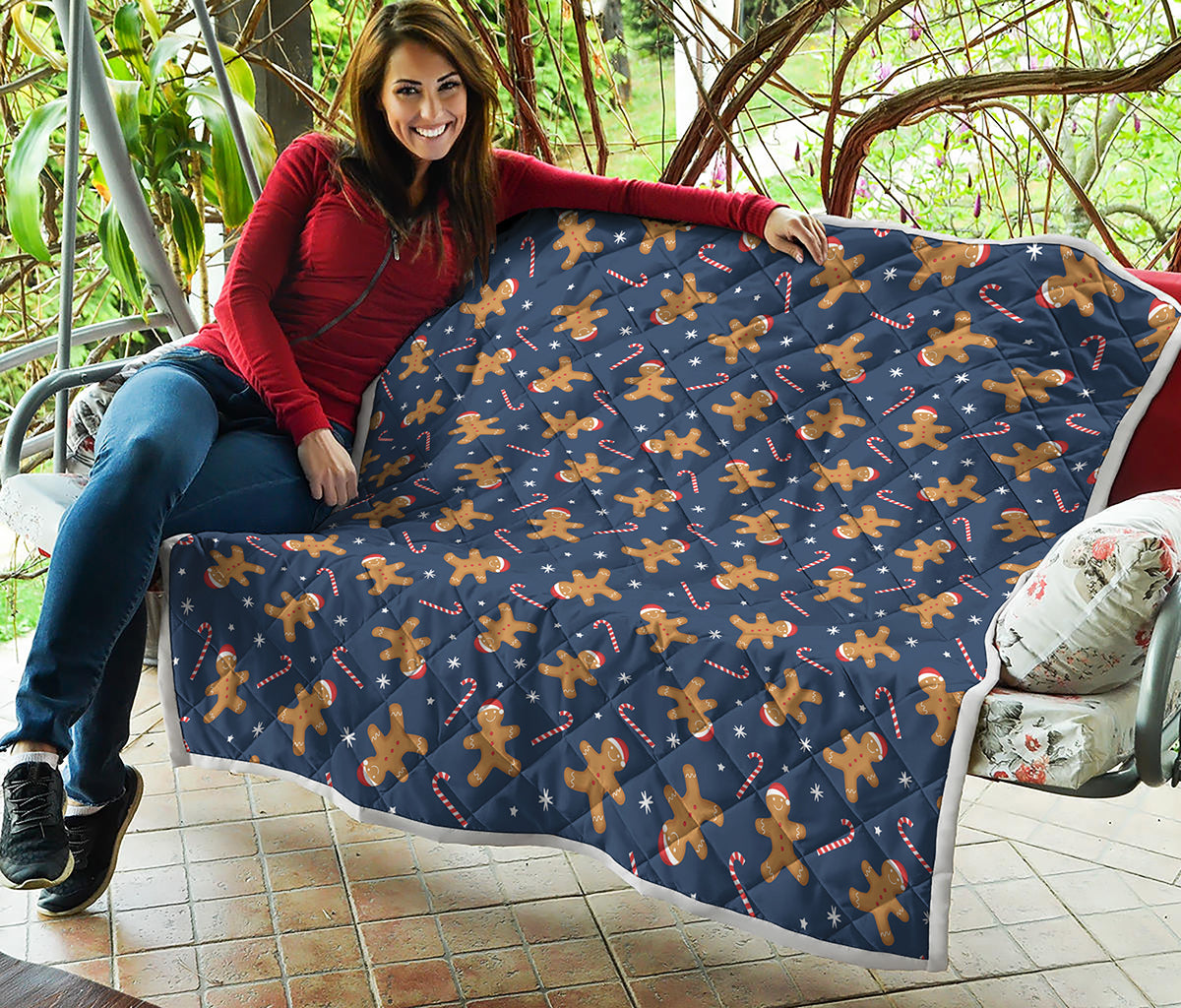 Xmas Gingerbread Man Pattern Print Quilt