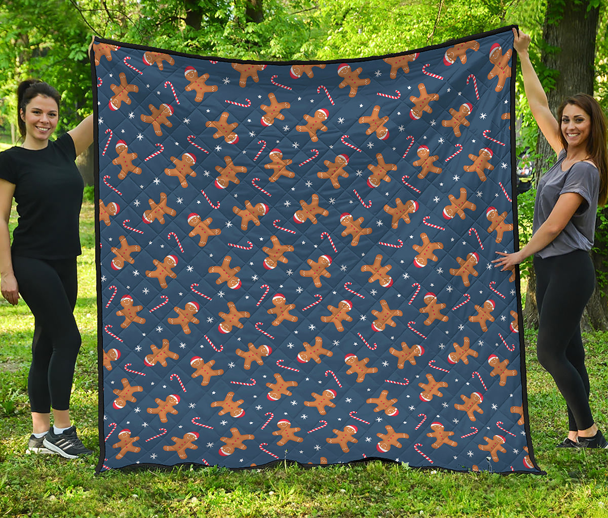 Xmas Gingerbread Man Pattern Print Quilt