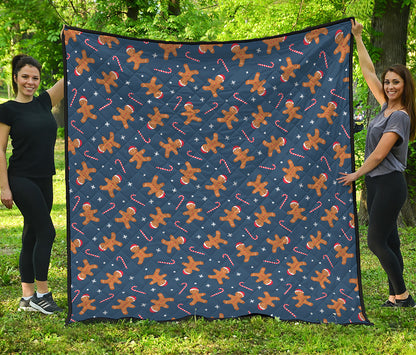 Xmas Gingerbread Man Pattern Print Quilt