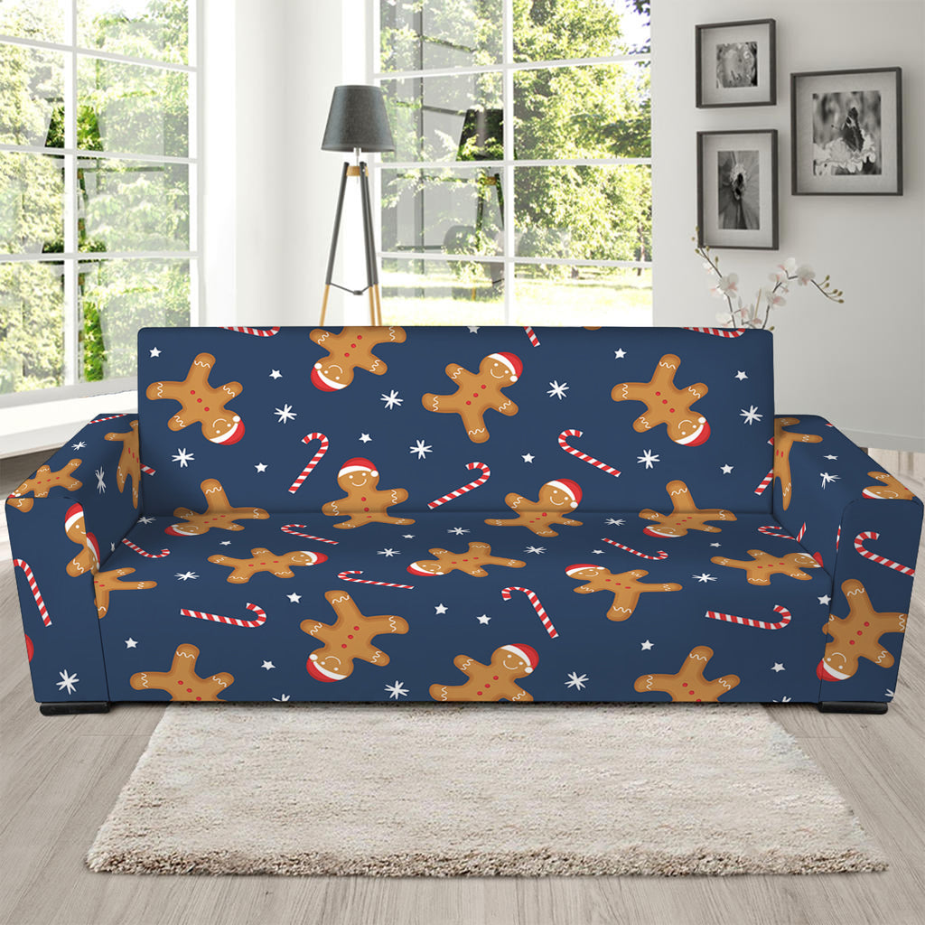 Xmas Gingerbread Man Pattern Print Sofa Slipcover