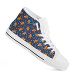 Xmas Gingerbread Man Pattern Print White High Top Shoes