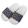 Xmas Gingerbread Man Pattern Print White Slide Sandals