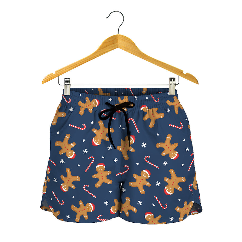 Xmas Gingerbread Man Pattern Print Women's Shorts