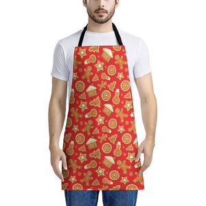 Xmas Gingerbread Pattern Print Apron