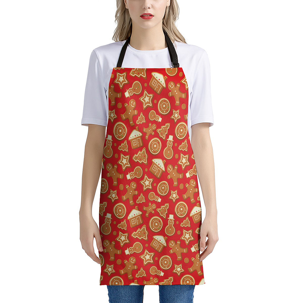 Xmas Gingerbread Pattern Print Apron