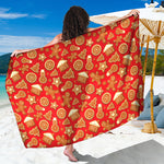 Xmas Gingerbread Pattern Print Beach Sarong Wrap