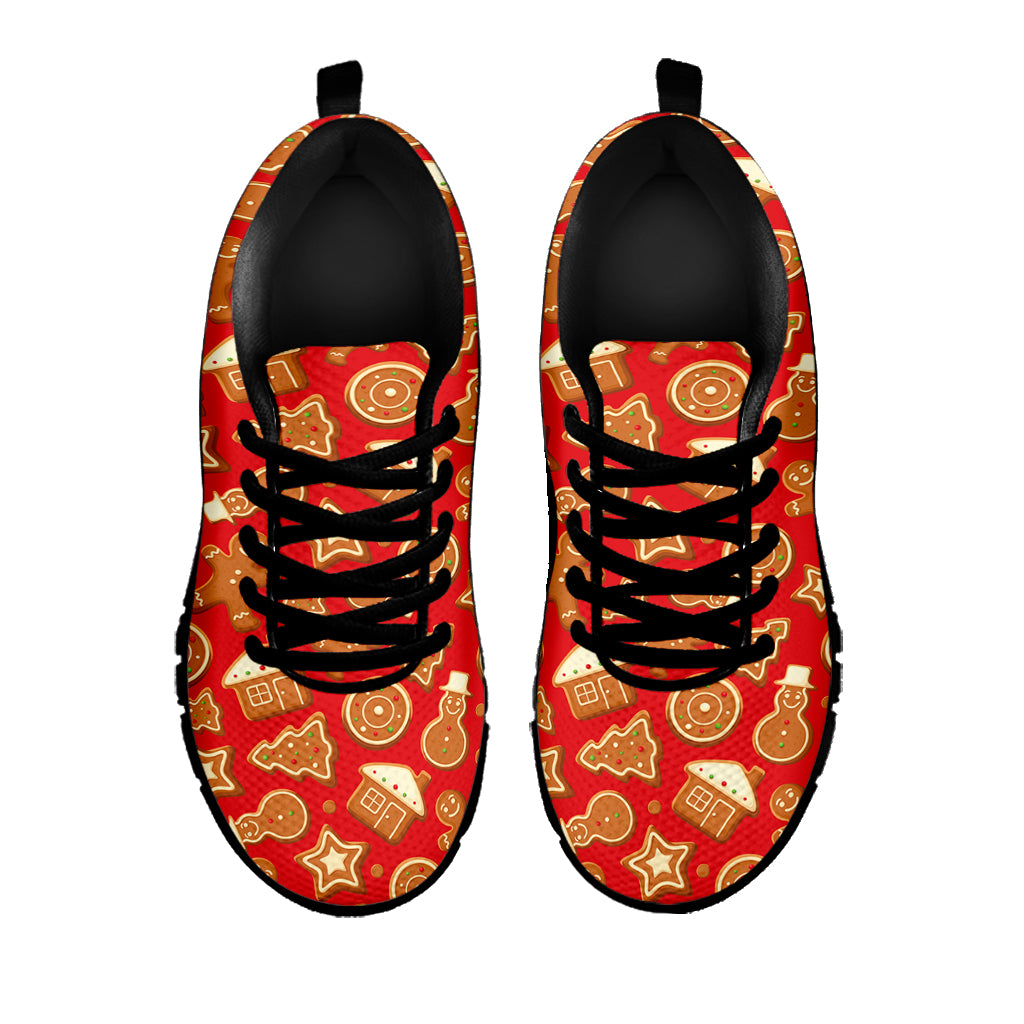 Xmas Gingerbread Pattern Print Black Sneakers