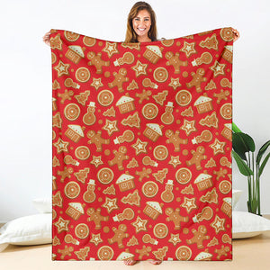 Xmas Gingerbread Pattern Print Blanket