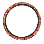 Xmas Gingerbread Pattern Print Car Steering Wheel Cover