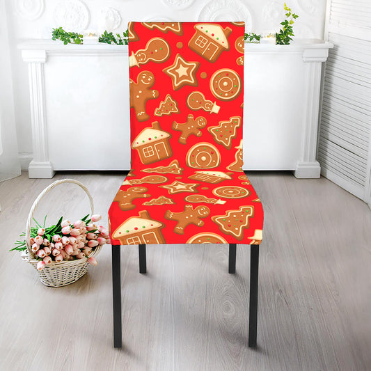 Xmas Gingerbread Pattern Print Dining Chair Slipcover