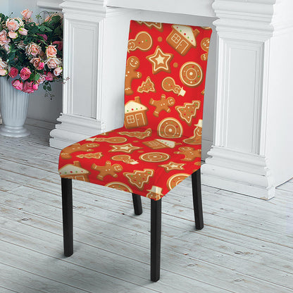 Xmas Gingerbread Pattern Print Dining Chair Slipcover