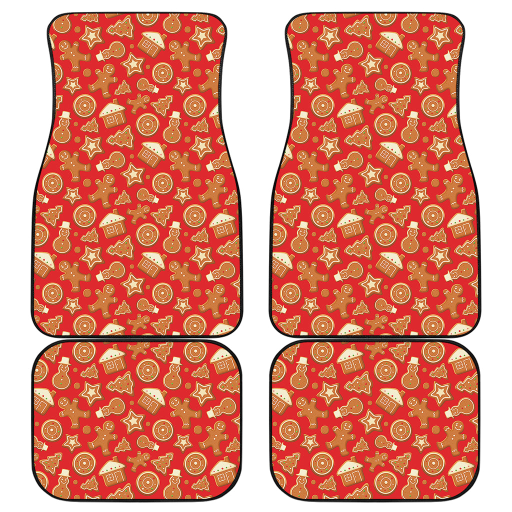 Xmas Gingerbread Pattern Print Front and Back Car Floor Mats