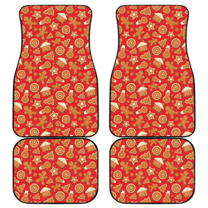 Xmas Gingerbread Pattern Print Front and Back Car Floor Mats