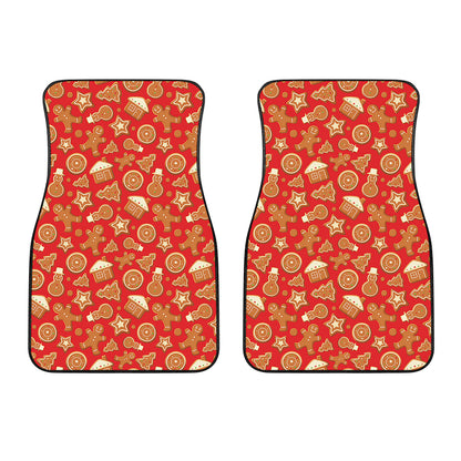 Xmas Gingerbread Pattern Print Front Car Floor Mats