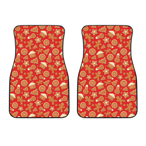 Xmas Gingerbread Pattern Print Front Car Floor Mats