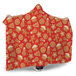 Xmas Gingerbread Pattern Print Hooded Blanket