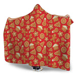 Xmas Gingerbread Pattern Print Hooded Blanket