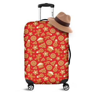 Xmas Gingerbread Pattern Print Luggage Cover