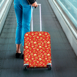 Xmas Gingerbread Pattern Print Luggage Cover