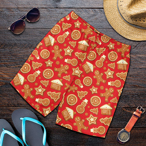 Xmas Gingerbread Pattern Print Men's Shorts