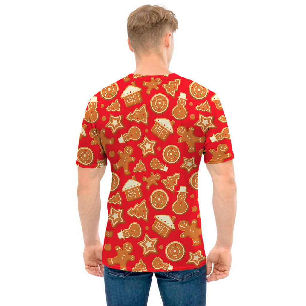 Xmas Gingerbread Pattern Print Men's T-Shirt