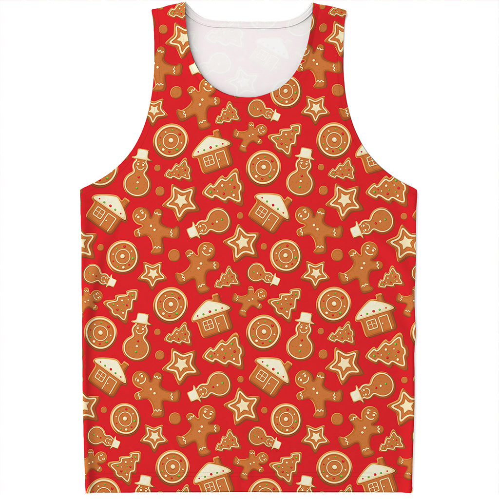 Xmas Gingerbread Pattern Print Men's Tank Top