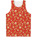 Xmas Gingerbread Pattern Print Men's Tank Top