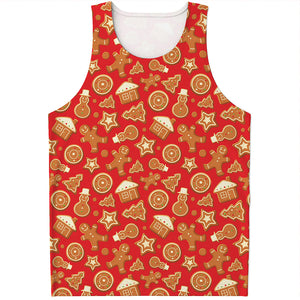 Xmas Gingerbread Pattern Print Men's Tank Top