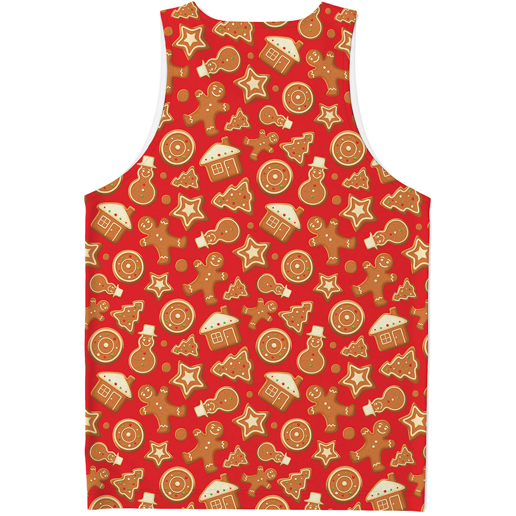 Xmas Gingerbread Pattern Print Men's Tank Top