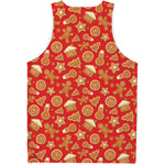 Xmas Gingerbread Pattern Print Men's Tank Top