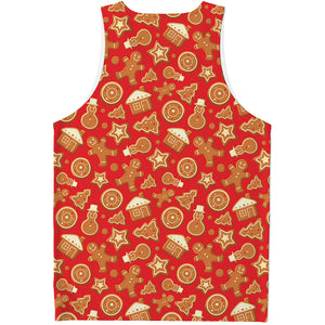 Xmas Gingerbread Pattern Print Men's Tank Top