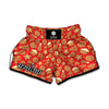 Xmas Gingerbread Pattern Print Muay Thai Boxing Shorts