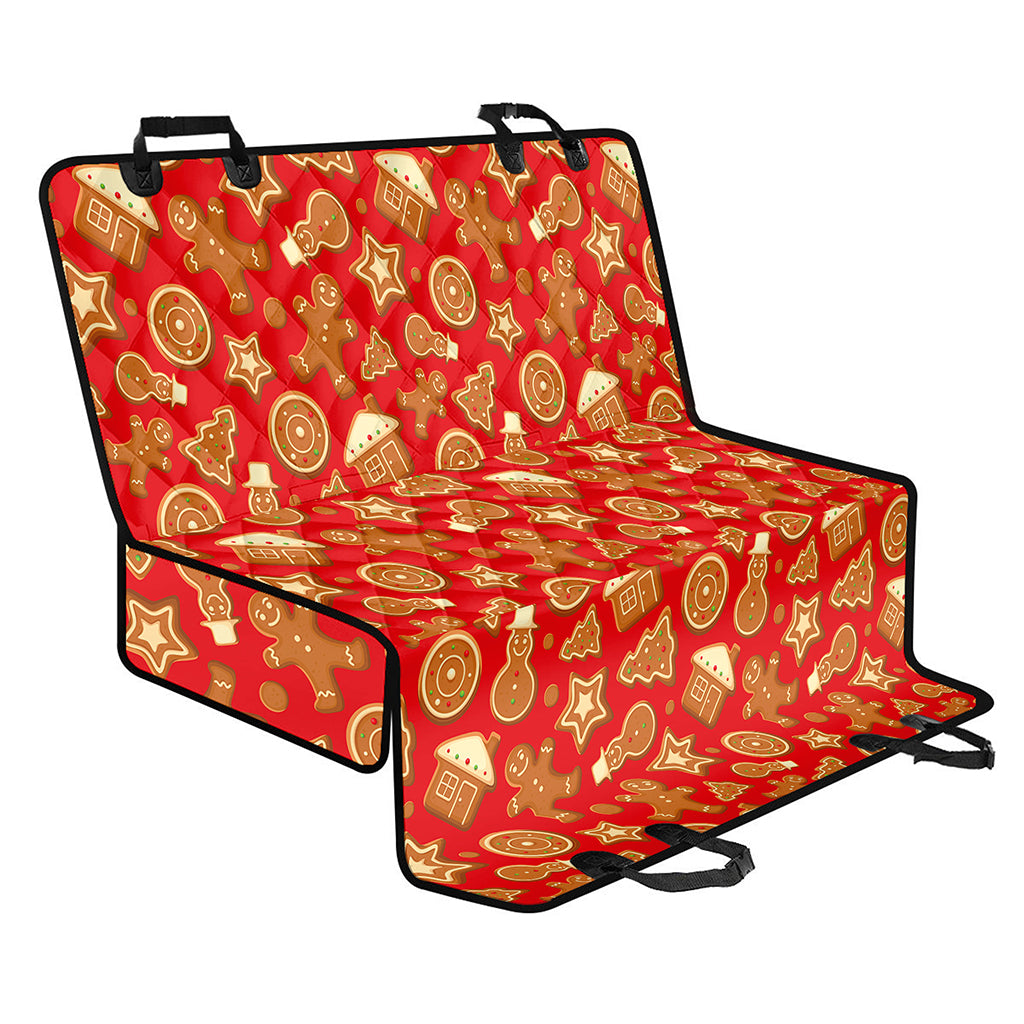 Xmas Gingerbread Pattern Print Pet Car Back Seat Cover