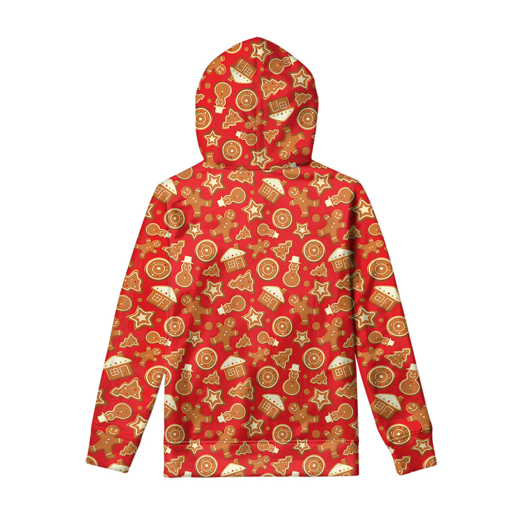 Xmas Gingerbread Pattern Print Pullover Hoodie