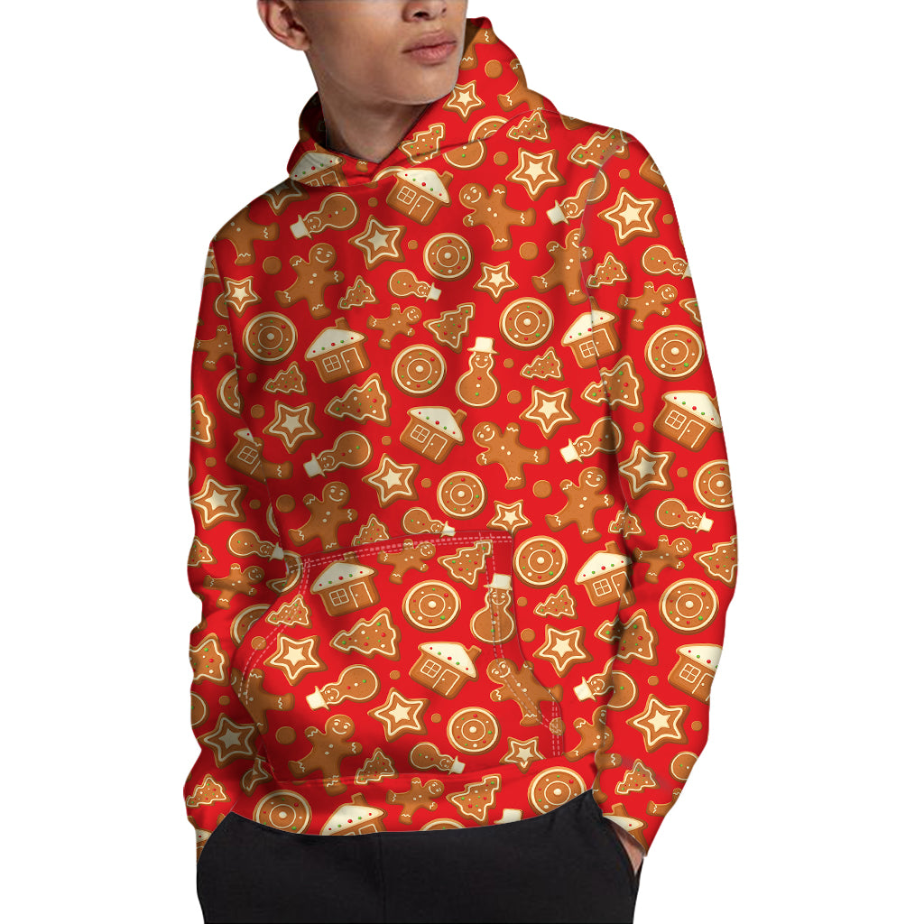 Xmas Gingerbread Pattern Print Pullover Hoodie