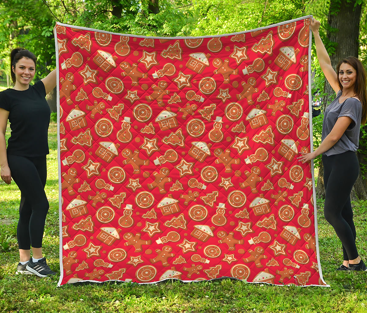 Xmas Gingerbread Pattern Print Quilt