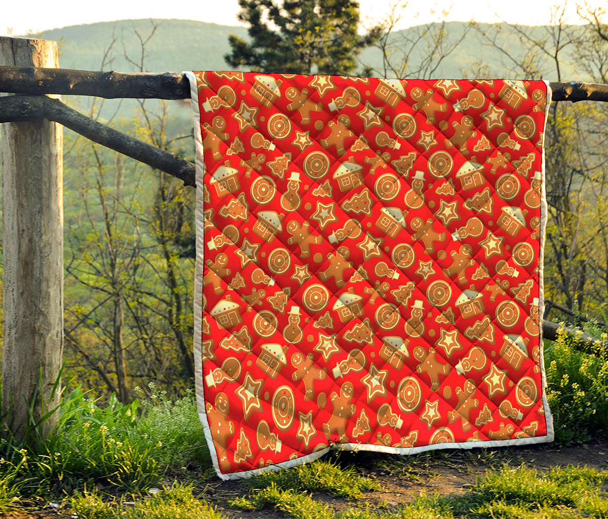 Xmas Gingerbread Pattern Print Quilt