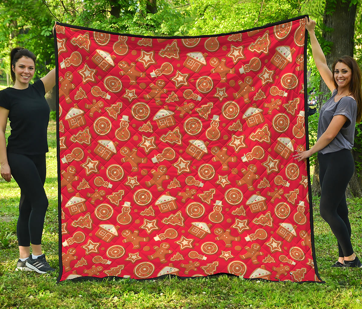 Xmas Gingerbread Pattern Print Quilt