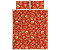 Xmas Gingerbread Pattern Print Quilt Bed Set