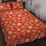 Xmas Gingerbread Pattern Print Quilt Bed Set