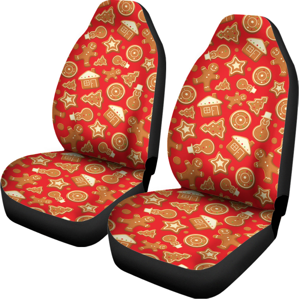 Xmas Gingerbread Pattern Print Universal Fit Car Seat Covers