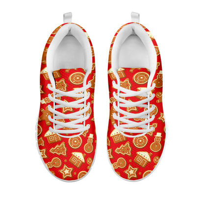 Xmas Gingerbread Pattern Print White Sneakers